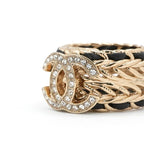 Chanel Ring Gold CC Logo Rhinestone Leather — view 5