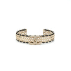 Chanel Bracelet Bangle Calf Gold CC Logo Rhinestone Leather — view 2