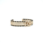 Chanel Bracelet Bangle Calf Gold CC Logo Rhinestone Leather