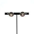 Chanel Earrings Gold Black CC Logo Circle Rhinestone — view 6