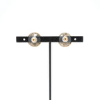 Chanel Earrings Gold Black CC Logo Circle Rhinestone — view 8
