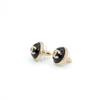 Chanel Earrings Gold Black CC Logo Circle Rhinestone — view 3