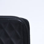 Chanel Cambon Line Round Zip Wallet Calfskin Black Silver — view 5