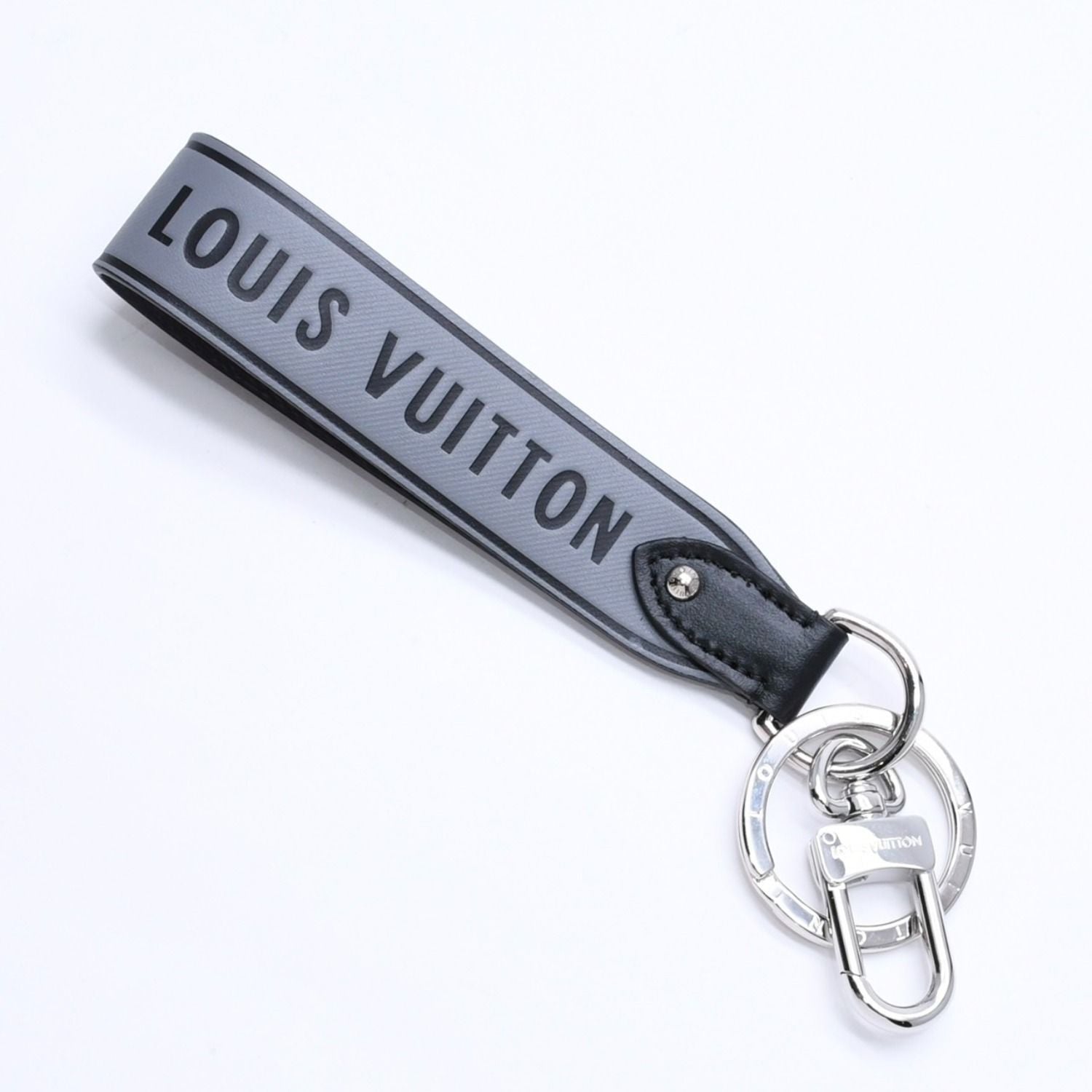 Louis Vuitton Dragonne Capital LV Key Holder Monogram Eclipse Canvas Gray