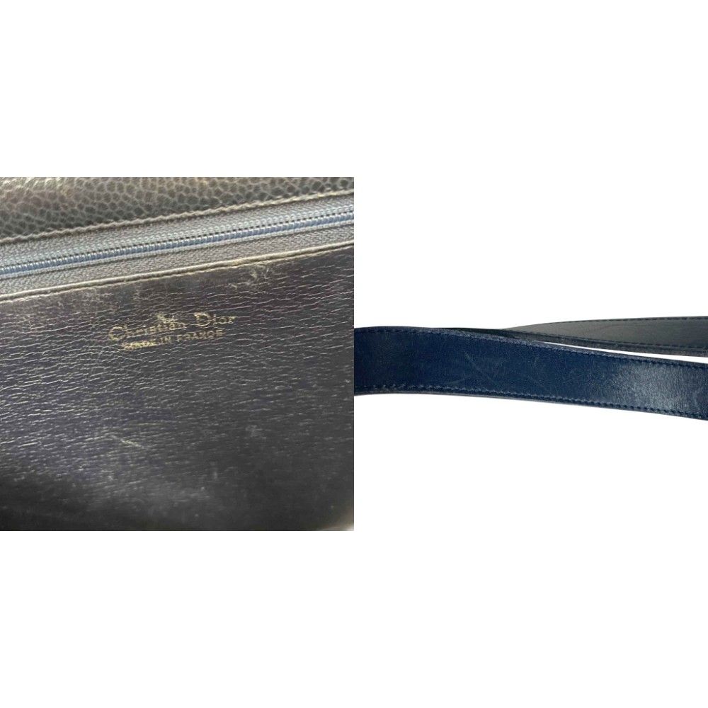 Dior Vintage Shoulder Bag Leather Navy — view 7