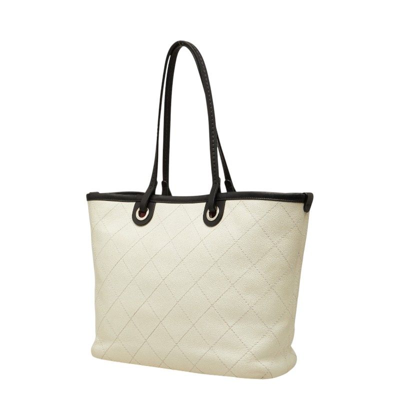 Chanel on the Road CC Logo Wild Stitch Tote Shoulder Bag White Caviar Leather — view 2