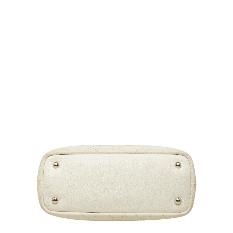Chanel on the Road CC Logo Wild Stitch Tote Shoulder Bag White Caviar Leather — view 3