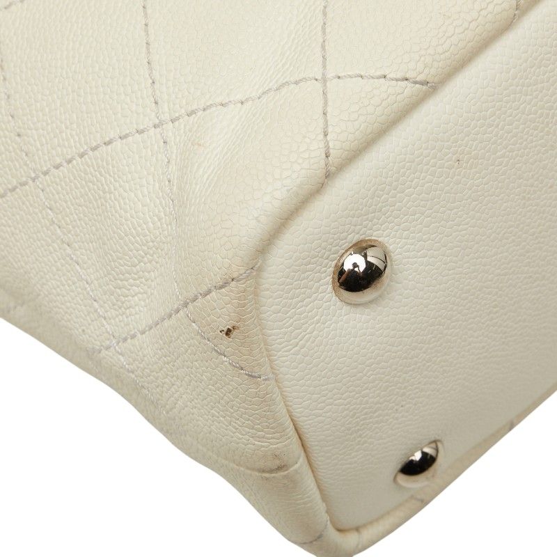 Chanel on the Road CC Logo Wild Stitch Tote Shoulder Bag White Caviar Leather — view 7