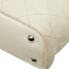 Chanel on the Road CC Logo Wild Stitch Tote Shoulder Bag White Caviar Leather — view 6