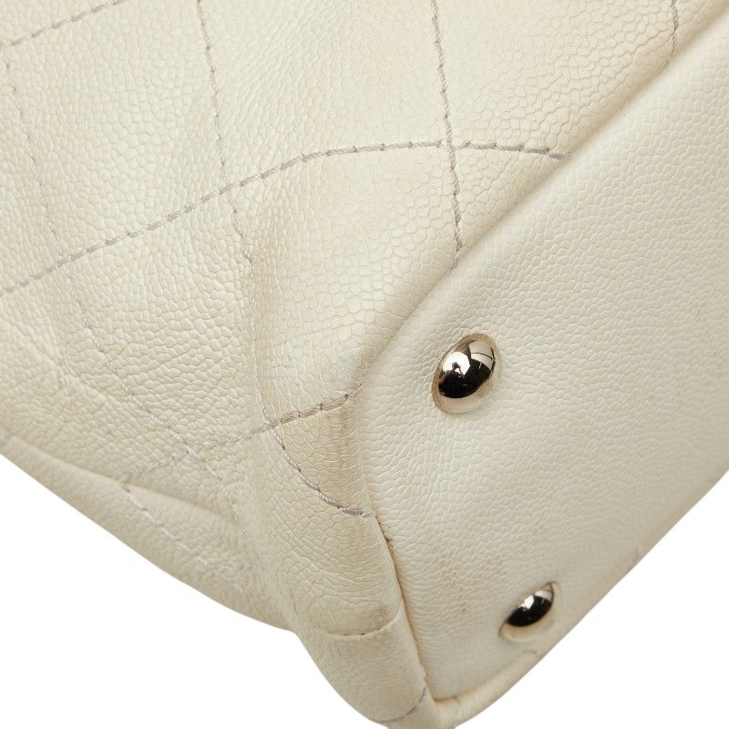 Chanel on the Road CC Logo Wild Stitch Tote Shoulder Bag White Caviar Leather — view 5