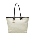 Chanel on the Road CC Logo Wild Stitch Tote Shoulder Bag White Caviar Leather