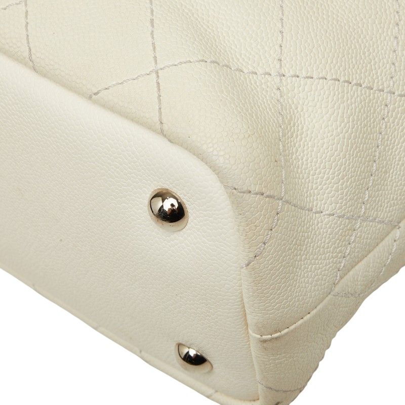 Chanel on the Road CC Logo Wild Stitch Tote Shoulder Bag White Caviar Leather — view 4