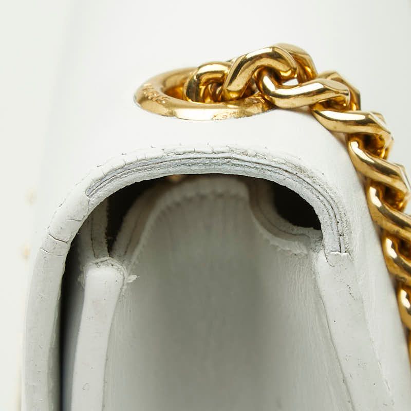 Saint Laurent YSL Logo Kate Crossbody Chain Shoulder Bag Tassel White Leather — view 9