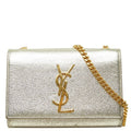 Saint Laurent YSL Logo Kate Crossbody Chain Shoulder Bag Gold Leather
