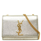Saint Laurent YSL Logo Kate Crossbody Chain Shoulder Bag Gold Leather