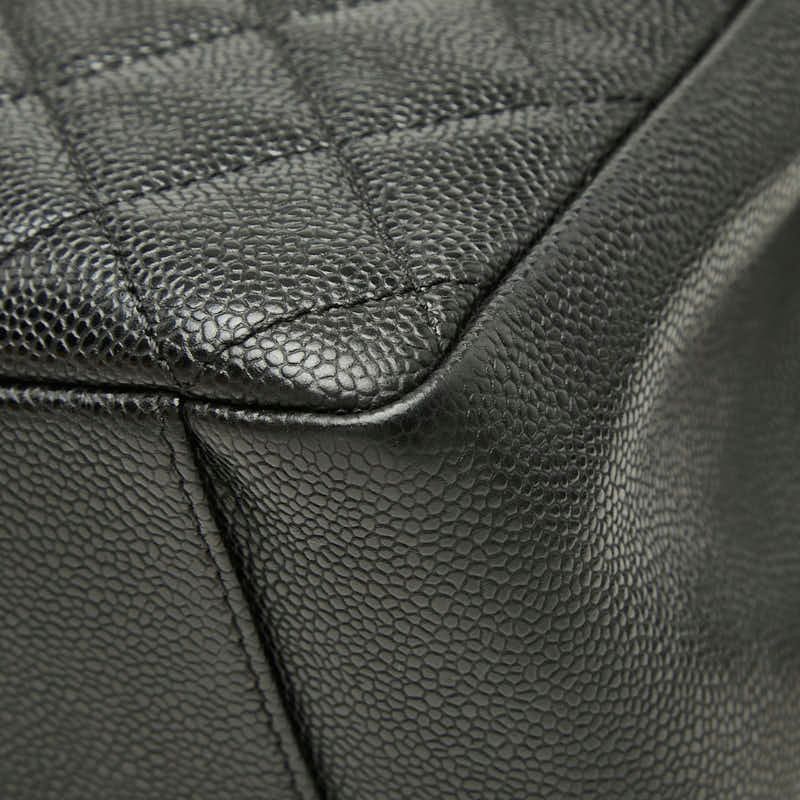 Chanel CC Logo Grand Shopping Tote GST Chain Shoulder Bag Black Caviar Leather — view 4