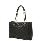Chanel CC Logo Grand Shopping Tote GST Chain Shoulder Bag Black Caviar Leather — view 2