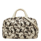 Bottega Veneta Intrecciato 2-Way Shoulder Bag White Gray Leather
