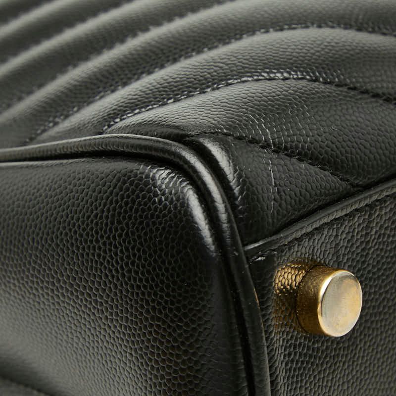 Saint Laurent Cassandra YSL Logo Chain Tote Shoulder Bag Black Leather — view 5