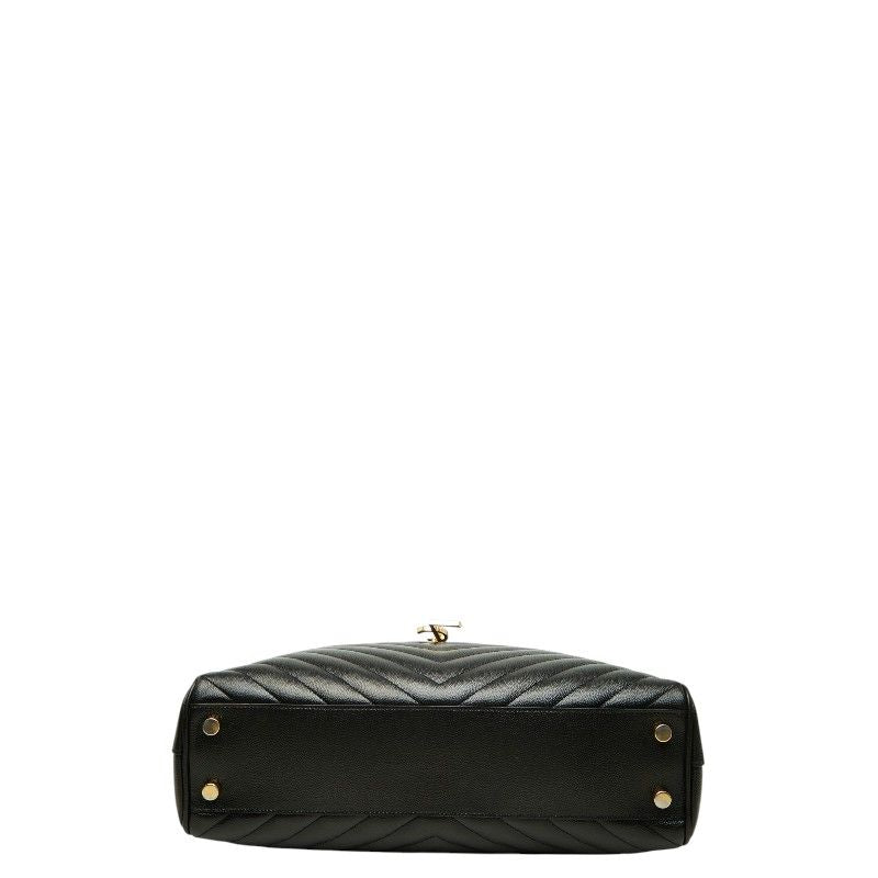 Saint Laurent Cassandra YSL Logo Chain Tote Shoulder Bag Black Leather — view 3