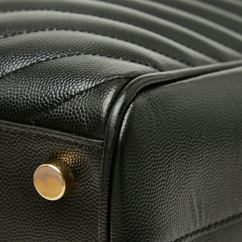 Saint Laurent Cassandra YSL Logo Chain Tote Shoulder Bag Black Leather — view 4
