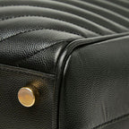 Saint Laurent Cassandra YSL Logo Chain Tote Shoulder Bag Black Leather — view 4