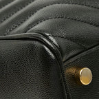 Saint Laurent Cassandra YSL Logo Chain Tote Shoulder Bag Black Leather — view 7