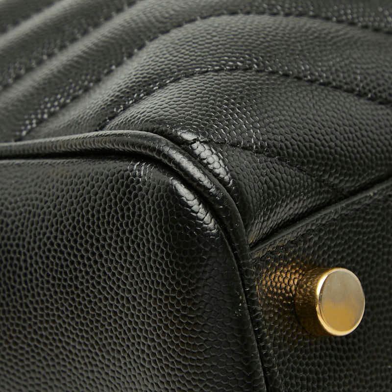 Saint Laurent Cassandra YSL Logo Chain Tote Shoulder Bag Black Leather — view 7