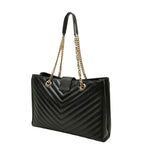 Saint Laurent Cassandra YSL Logo Chain Tote Shoulder Bag Black Leather — view 2