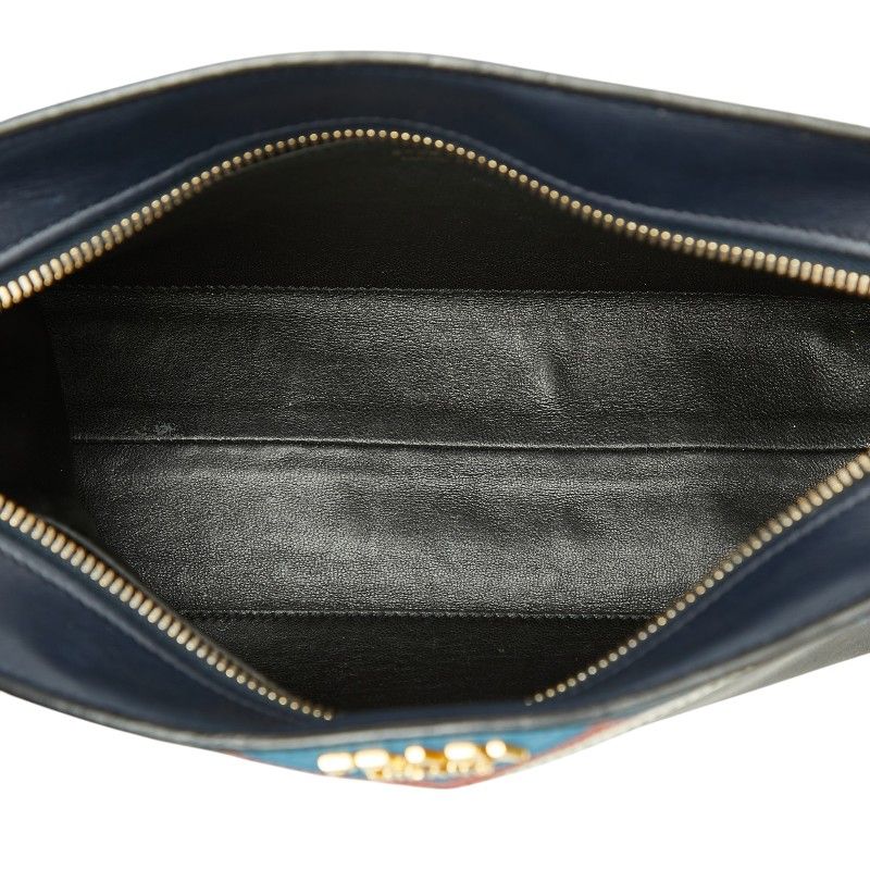 Prada Esplanade Saffiano Crossbody Shoulder Bag Navy Multicolor Leather — view 9