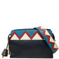 Prada Esplanade Saffiano Crossbody Shoulder Bag Navy Multicolor Leather