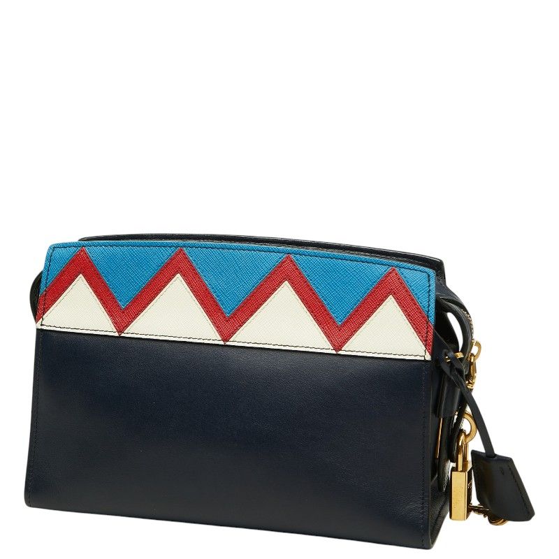 Prada Esplanade Saffiano Crossbody Shoulder Bag Navy Multicolor Leather — view 2