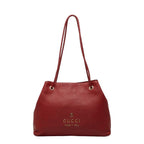 Gucci Logo Tote Shoulder Bag Red Leather