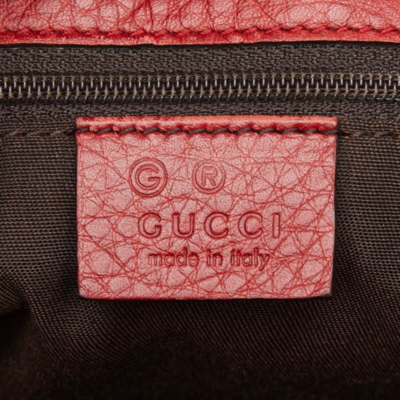 Gucci Logo Tote Shoulder Bag Red Leather — view 9