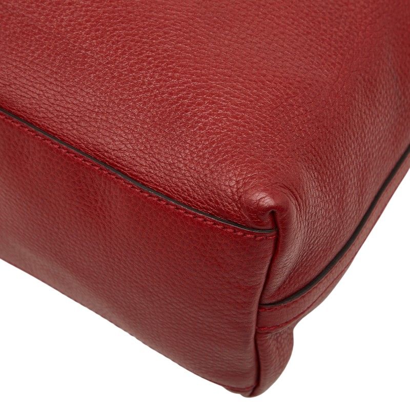 Gucci Logo Tote Shoulder Bag Red Leather — view 6