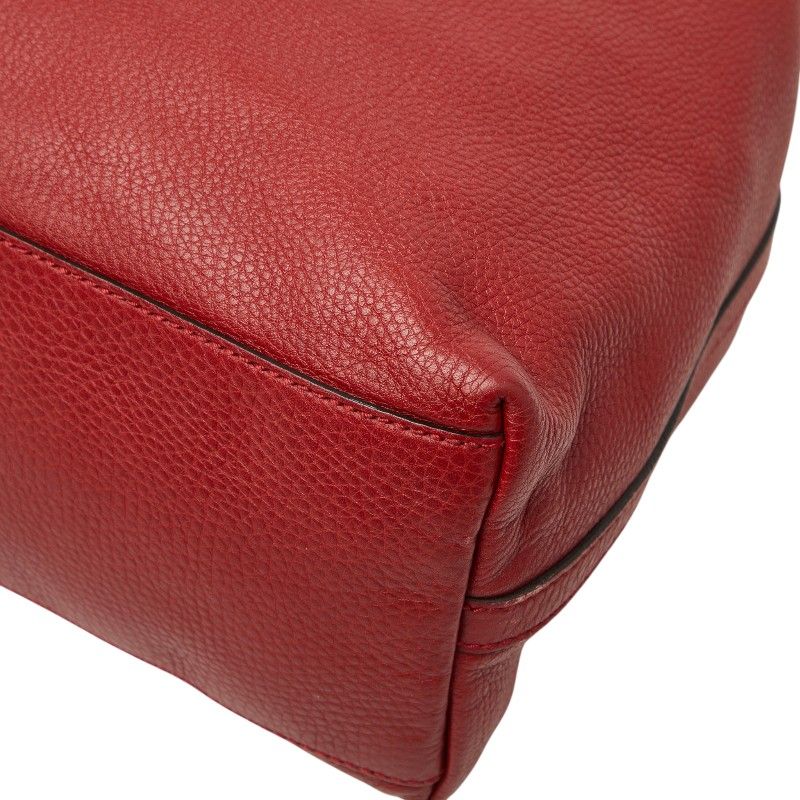 Gucci Logo Tote Shoulder Bag Red Leather — view 4