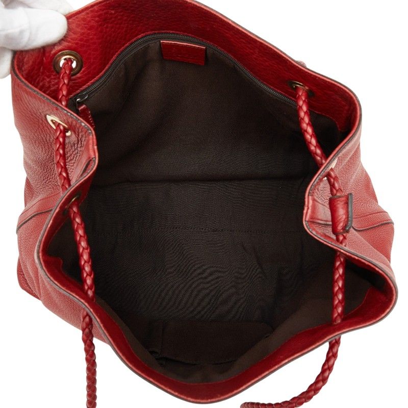 Gucci Logo Tote Shoulder Bag Red Leather — view 8