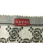 Gucci GG Shadow Jacquard Scarf All Over Pattern Wool Fringe Black Gray — view 6