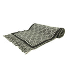Gucci GG Shadow Jacquard Scarf All Over Pattern Wool Fringe Black Gray