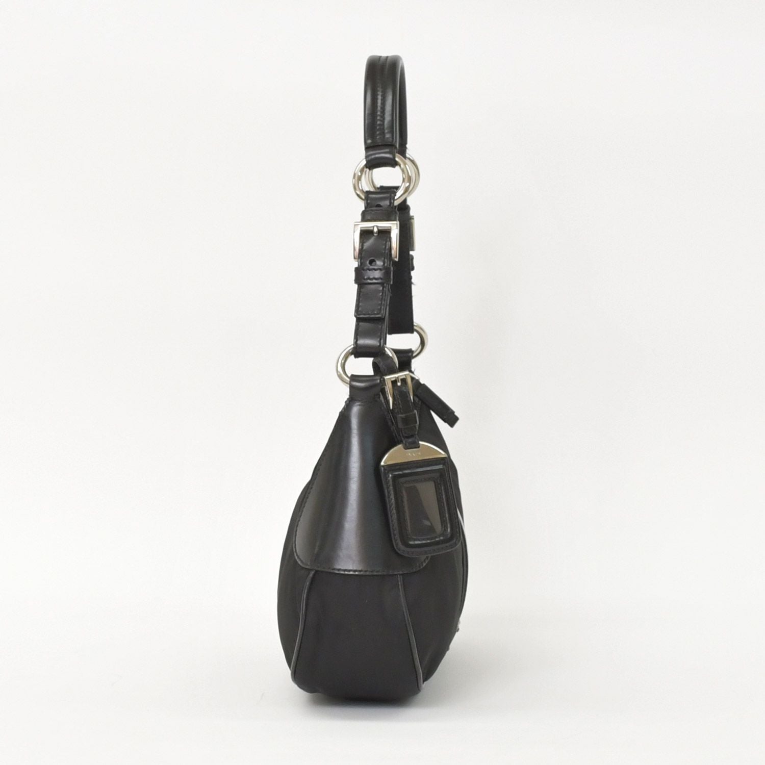 Prada Bag Triangle Logo Nylon Black Silver — view 2