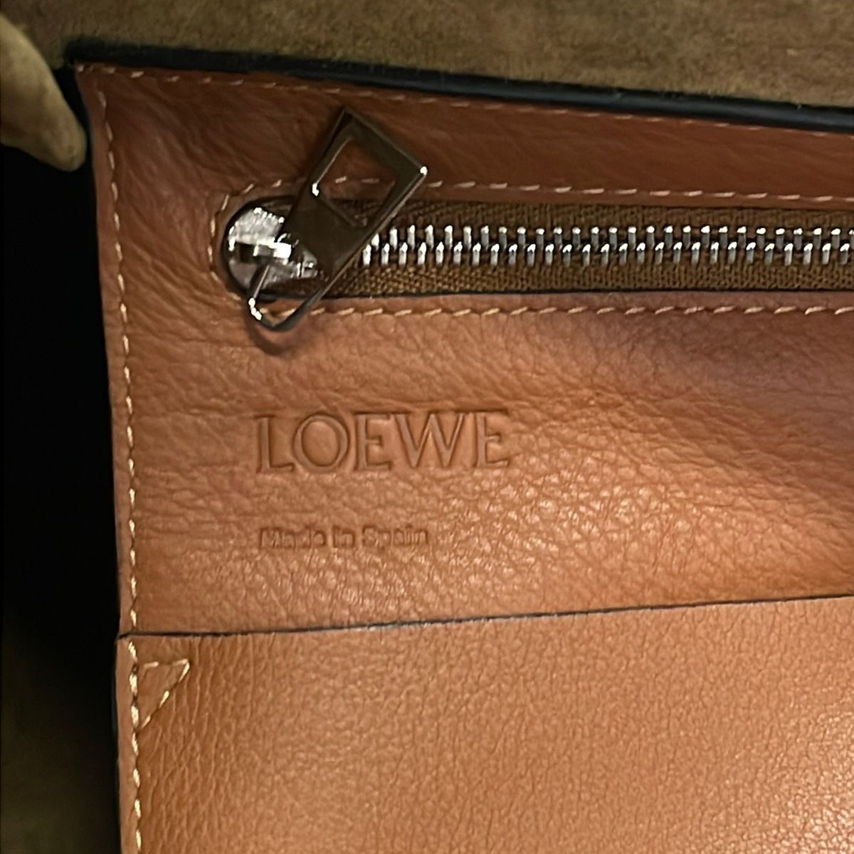 Loewe Tote Flamenco Knot Sailor Navy White Brown Leather — view 8