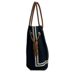 Loewe Tote Flamenco Knot Sailor Navy White Brown Leather — view 4