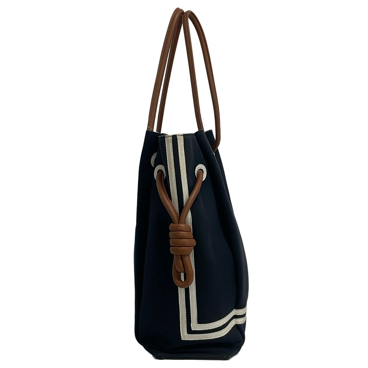 Loewe Tote Flamenco Knot Sailor Navy White Brown Leather — view 4