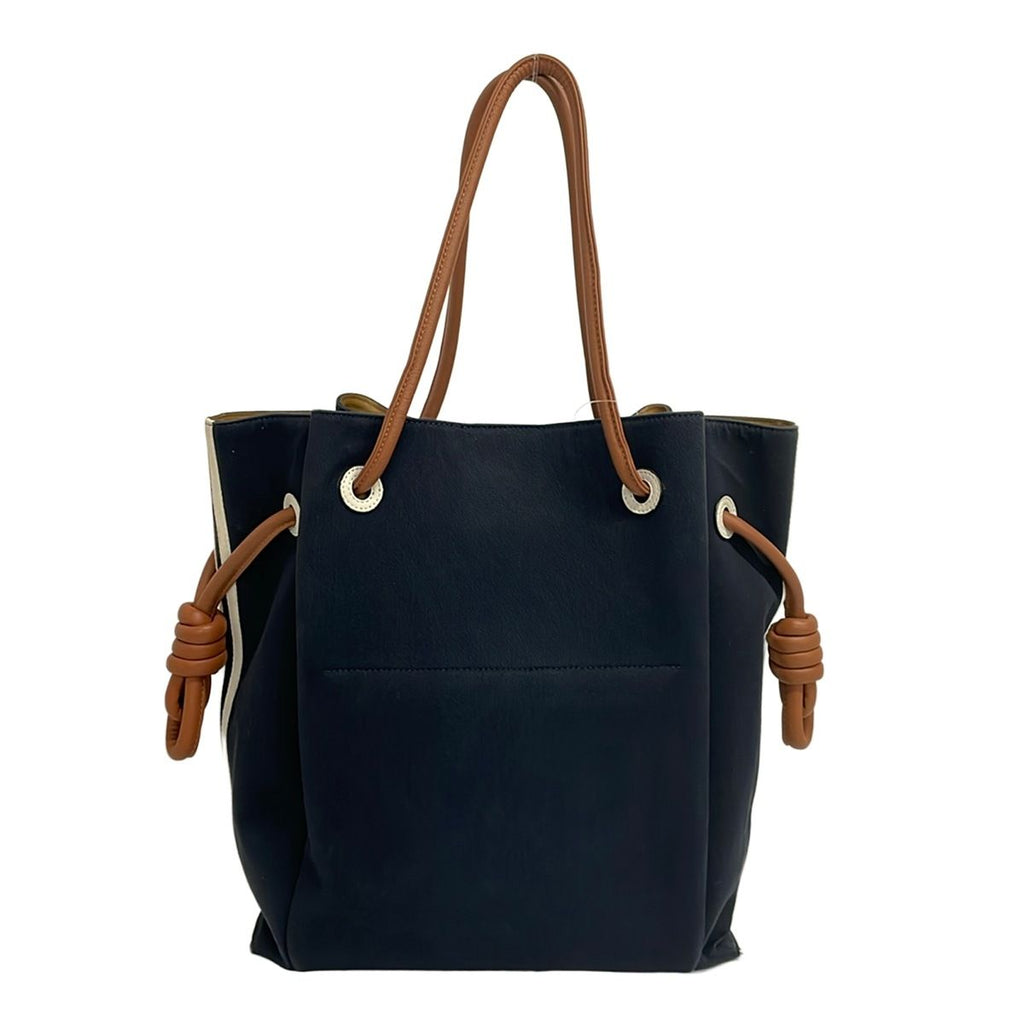 Loewe Tote Flamenco Knot Sailor Navy White Brown Leather — view 3