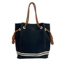 Loewe Tote Flamenco Knot Sailor Navy White Brown Leather
