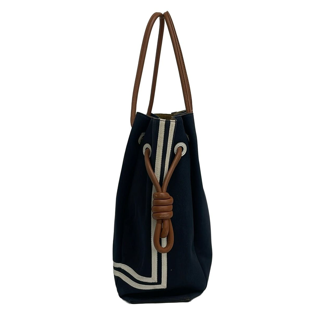 Loewe Tote Flamenco Knot Sailor Navy White Brown Leather — view 2