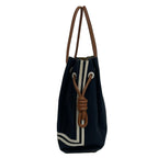 Loewe Tote Flamenco Knot Sailor Navy White Brown Leather — view 2