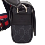 Gucci GG Super Mini Shoulder Bag Polyurethane Black Red — view 6