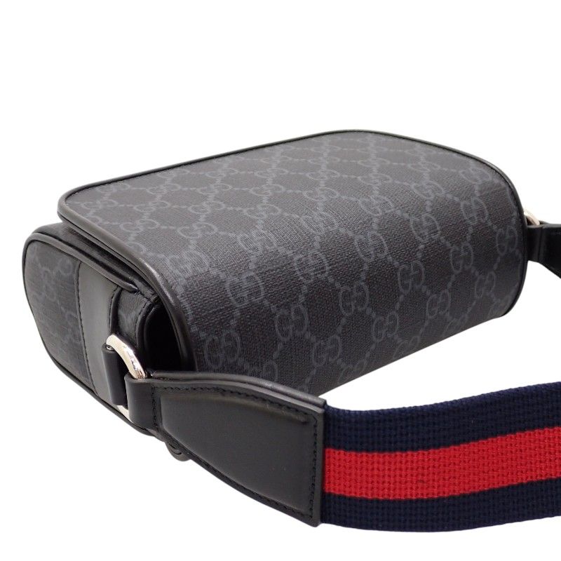Gucci GG Super Mini Shoulder Bag Polyurethane Black Red — view 5
