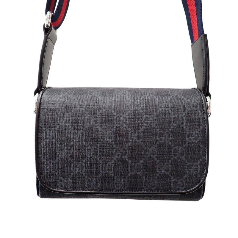 Gucci GG Super Mini Shoulder Bag Polyurethane Black Red — view 2